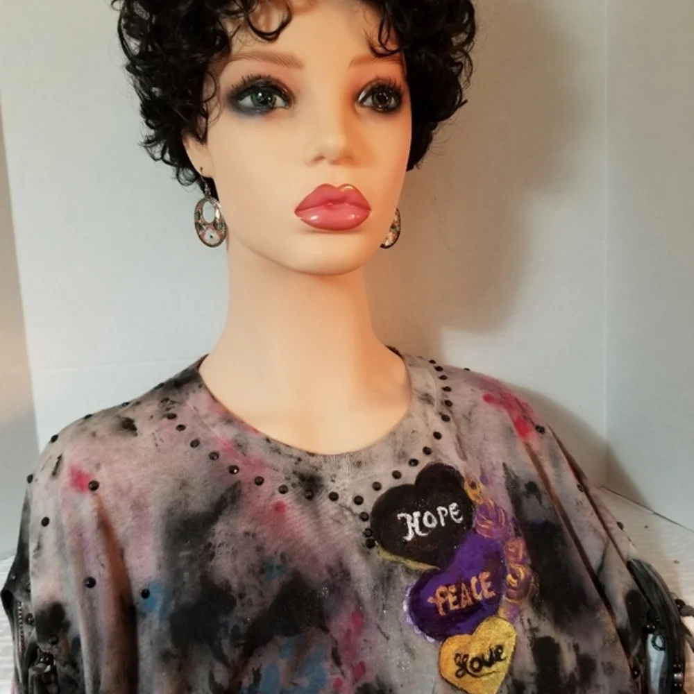 Handmade Personalized Heart Tie Dyed Fringed Tee - Picture 2 of 7